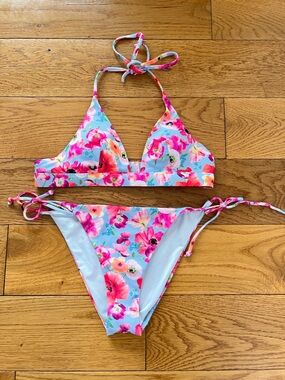 Victoria's Secret Floral Pink & Blue Kids Bikini Set